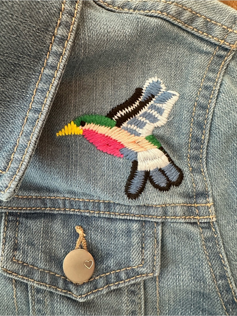 The Children’s Place Embroidered Butterfly Denim Jacket Girls L 10/12 - Picture 3 of 6